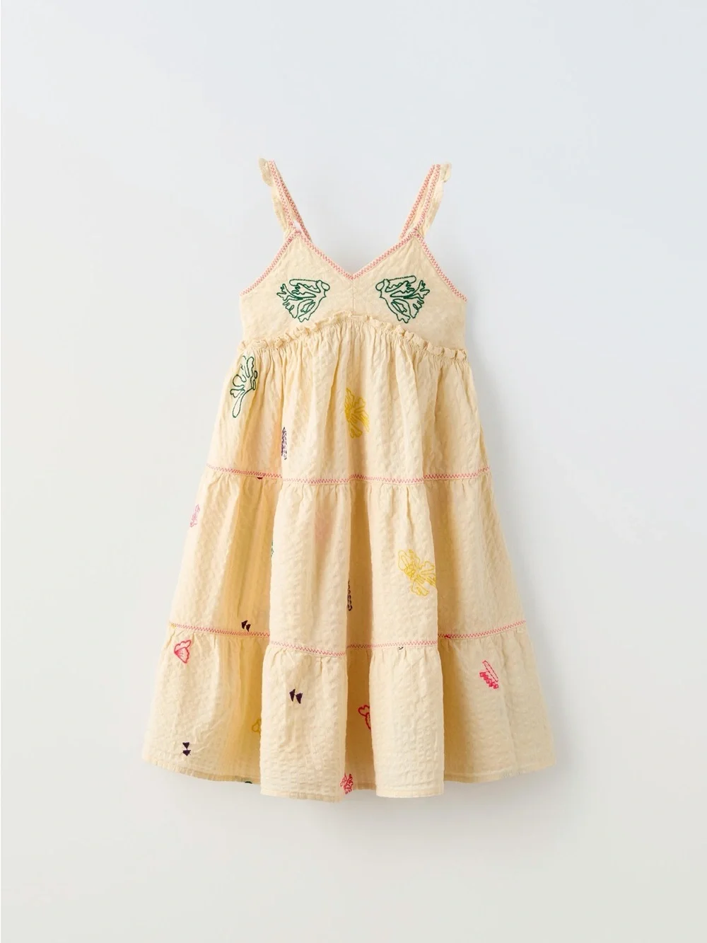 ZARA Girls Embroidered Floral Butterfly Coral Reef Dress Summer Vacation Beach 9